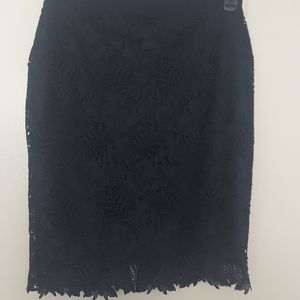 Ann Taylor Navy Blue Lace Pencil Skirt